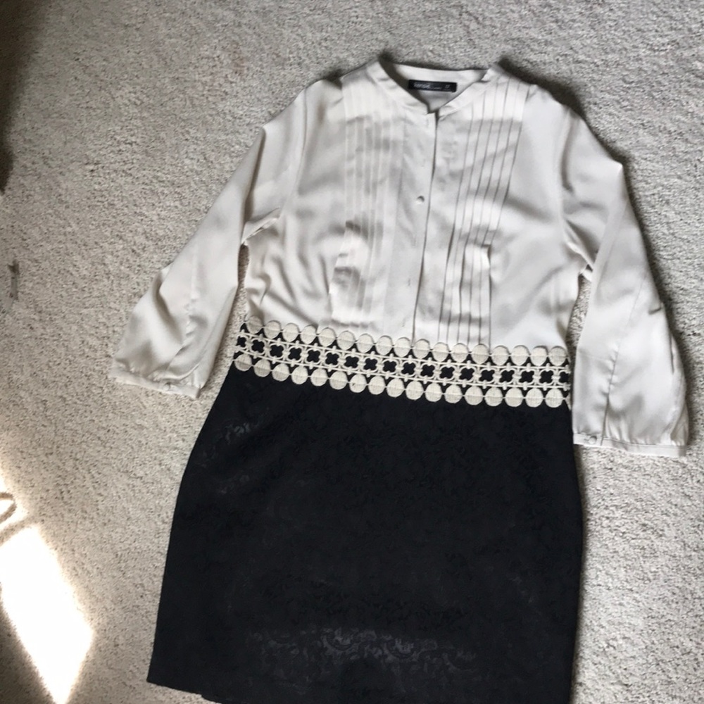 Cream and black dress